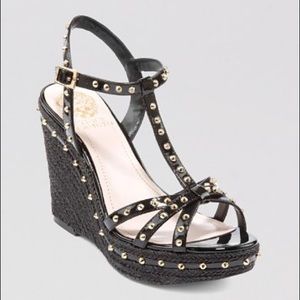 Vince Camuto “Tamblyn” black studded wedges